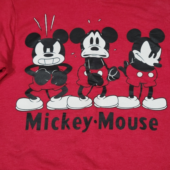 Vtg Disney red Mickey 2XL sweatshirt spellout sleeve - Picture 4 of 8